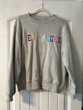 NWOT!!! Chaser Gray 'JET LAGGED' Sweatshirt with Multicolor Lettering